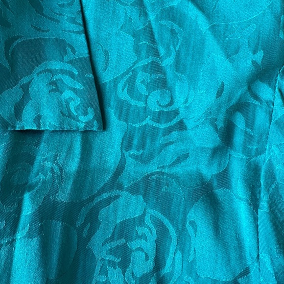 Vintage Robbie Bee Teal Blue 100% Silk Button Front Long Sleeve Top Womens Small - Picture 6 of 6